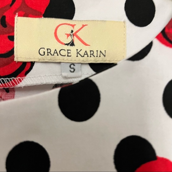 Fit & Flare Dress Polka Dots + Red Roses = Retro Charm Vintage Vibe GardenParty - Picture 3 of 6